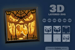 3D Halloween Scene Inside Scary Face Papercut SVG Bundle - CraftNest - Digital Crafting and Art
