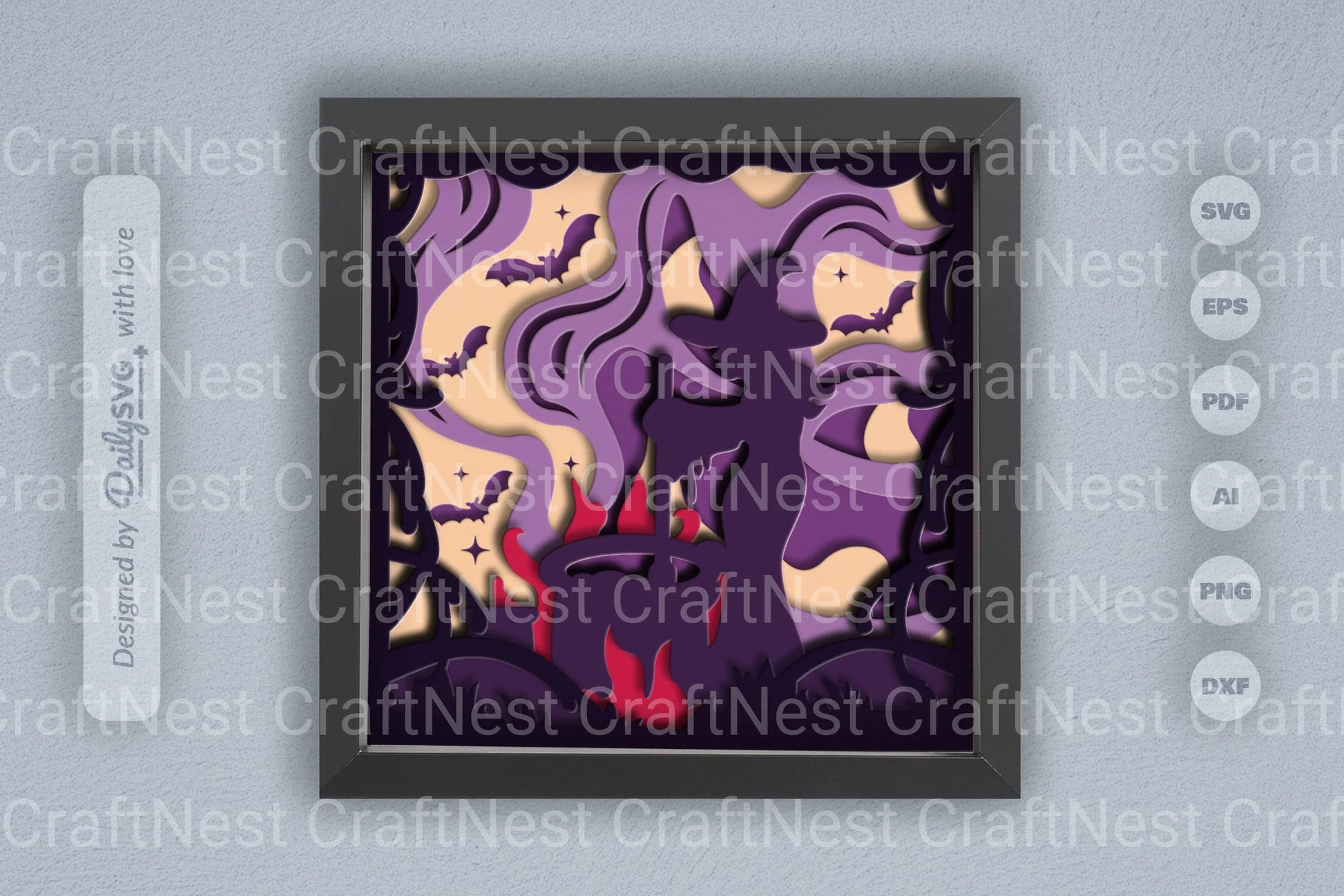 3D Halloween Witch Papercut SVG Bundle for Spooky Nights - CraftNest - Digital Crafting and Art