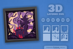 3D Halloween Witch Papercut SVG Bundle for Spooky Nights - CraftNest - Digital Crafting and Art