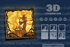 3D Halloween Witch Papercut SVG Bundle for Spooky Nights - CraftNest - Digital Crafting and Art