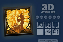 3D Halloween Witch Papercut SVG Bundle for Spooky Nights - CraftNest - Digital Crafting and Art
