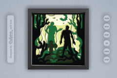 3D Halloween Zombie Scene Papercut SVG Bundle - CraftNest - Digital Crafting and Art