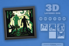3D Halloween Zombie Scene Papercut SVG Bundle - CraftNest - Digital Crafting and Art