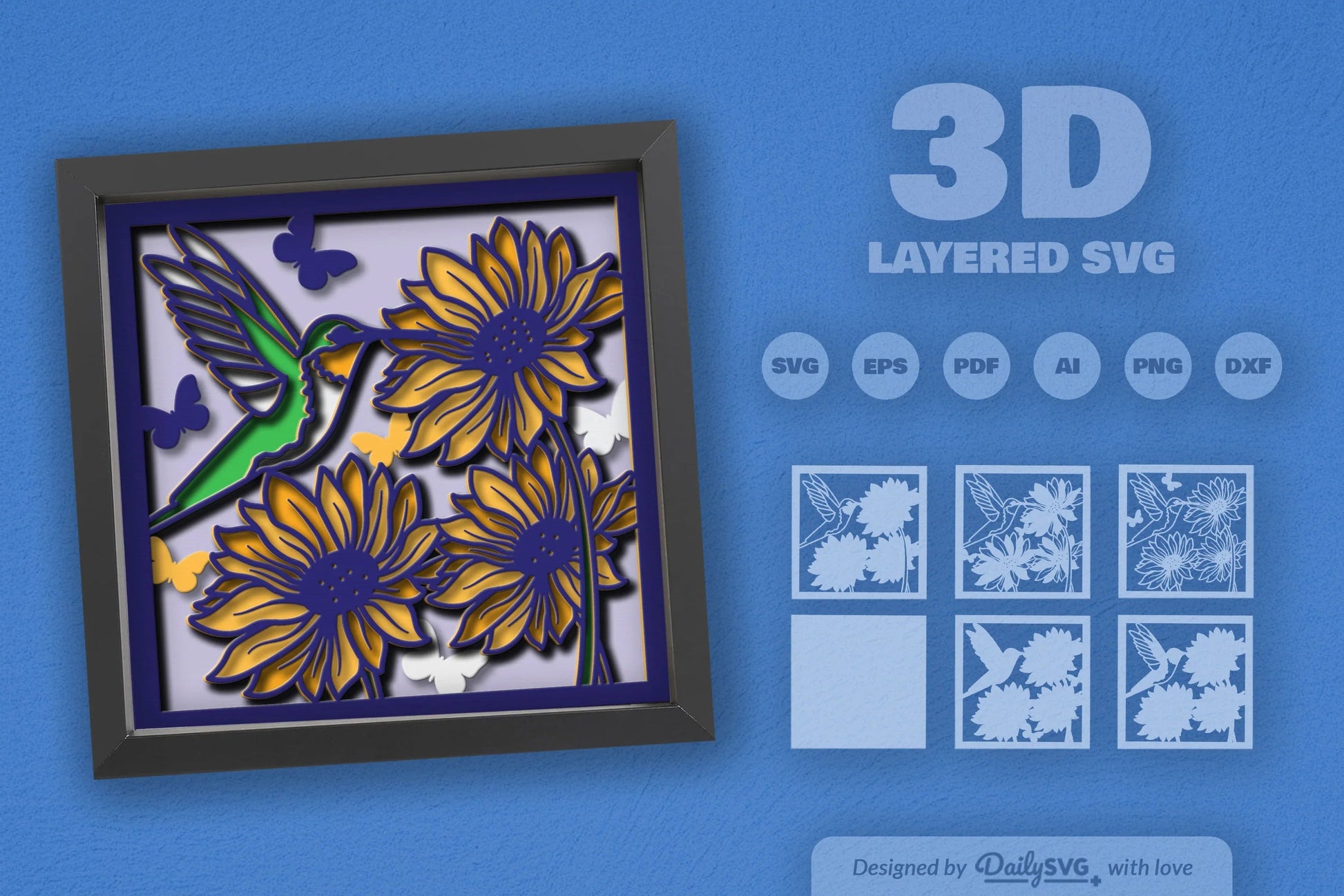3D Hummingbird Flying Papercut SVG Bundle - CraftNest - Digital Crafting and Art