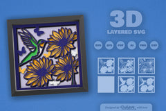 3D Hummingbird Flying Papercut SVG Bundle - CraftNest - Digital Crafting and Art