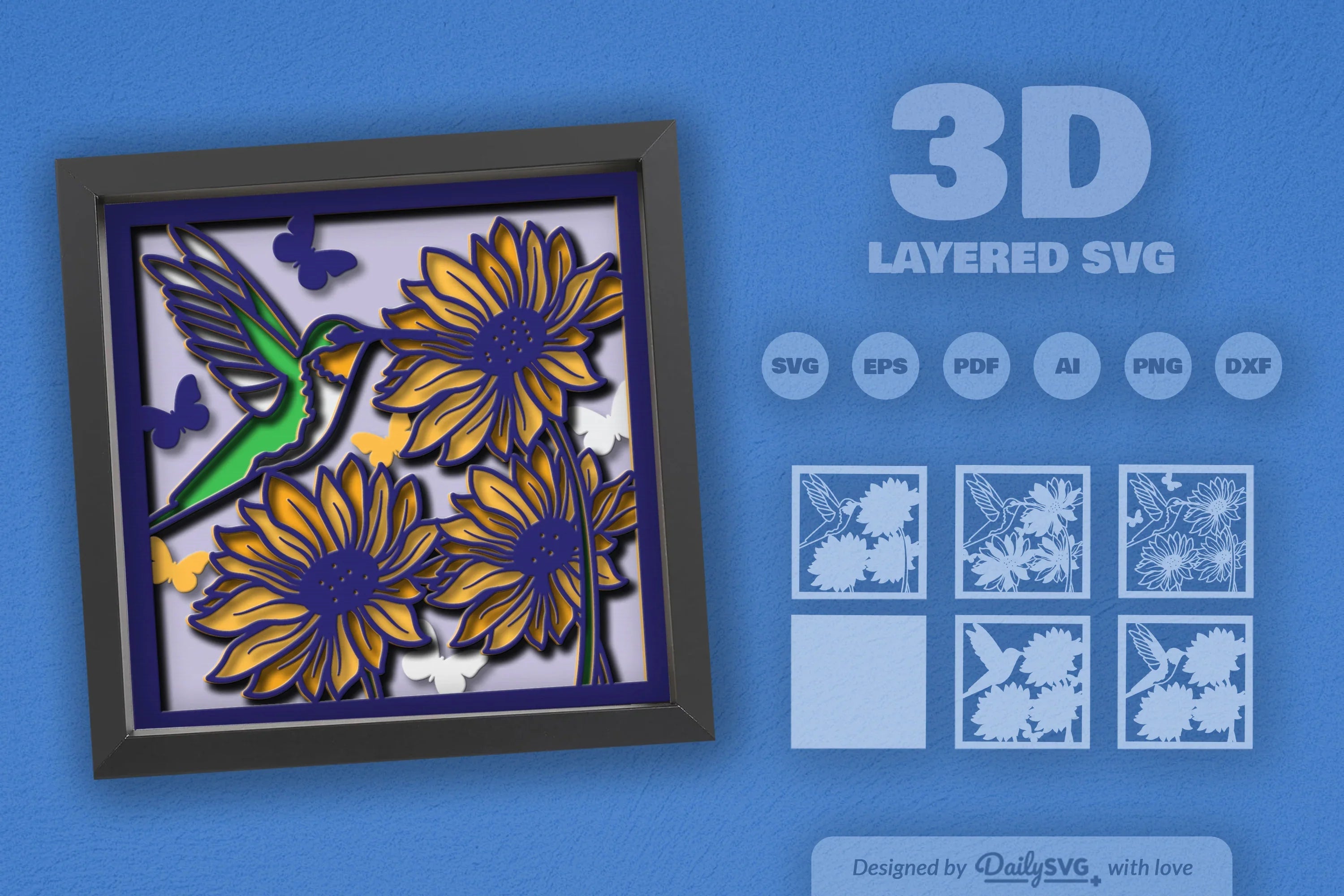 3D Hummingbird Flying Papercut SVG Bundle - CraftNest - Digital Crafting and Art