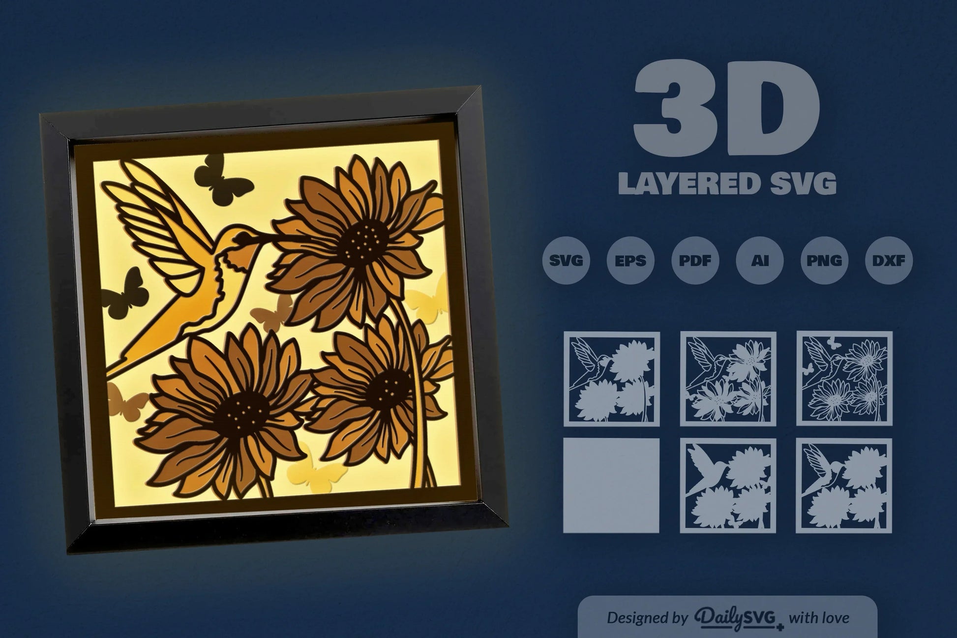 3D Hummingbird Flying Papercut SVG Bundle - CraftNest - Digital Crafting and Art