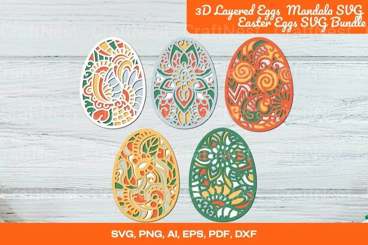 3D Layered Easter Eggs Mandala SVG Bundle - CraftNest - Digital Crafting and Art
