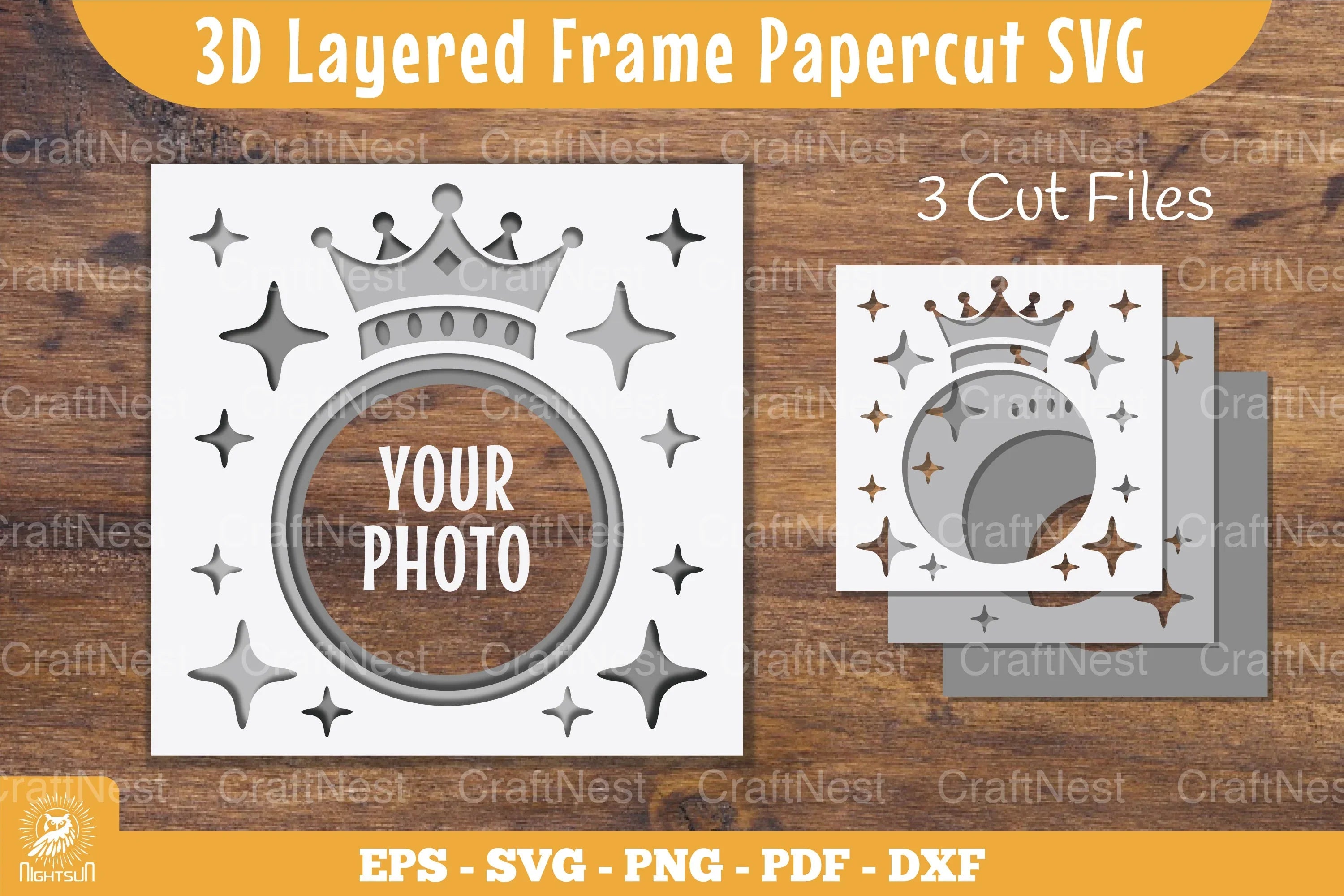 3D Layered Crown Papercut Clipart Bundle - CraftNest - Digital Crafting and Art