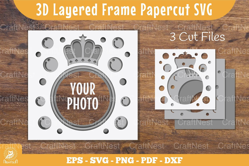 3D Layered Crown Papercut SVG Bundle - CraftNest - Digital Crafting and Art