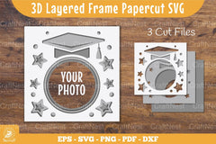 3D Layered Graduation Papercut Frame Clipart Bundle - CraftNest - Digital Crafting and Art