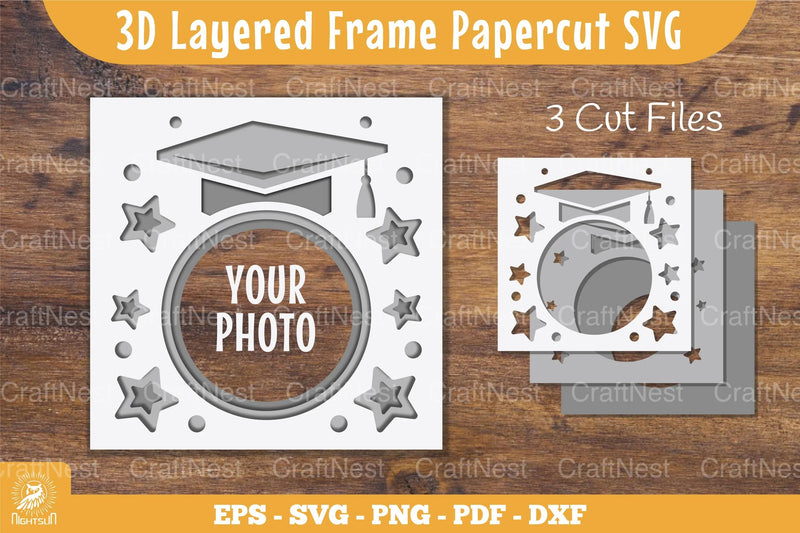 3D Layered Graduation Papercut Frame Clipart Bundle - CraftNest - Digital Crafting and Art