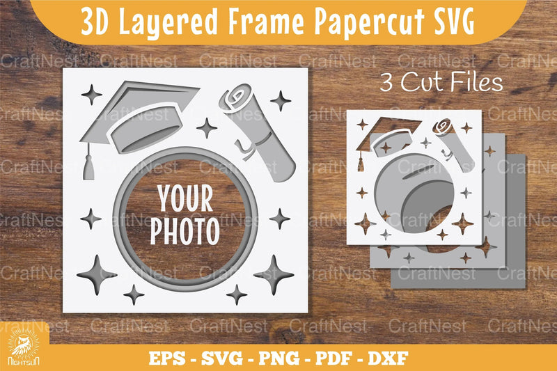 3D Layered Graduation Papercut Frame Clipart Bundle - CraftNest - Digital Crafting and Art