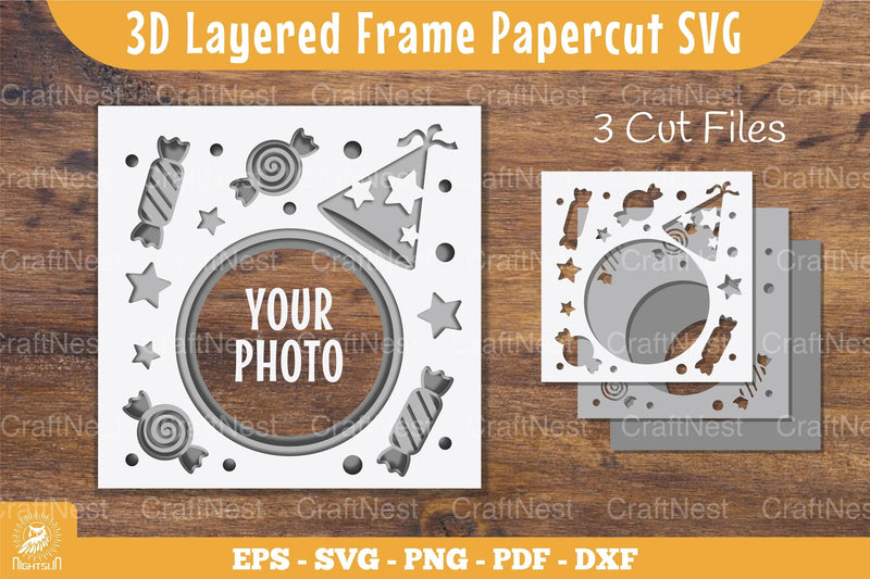 3D Layered Frame Party Papercut Clipart Bundle - CraftNest - Digital Crafting and Art