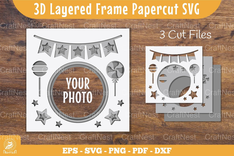 3D Layered Frame Party Papercut Clipart Bundle - CraftNest - Digital Crafting and Art