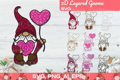 3D Layered Pink Gnome Valentine SVG Bundle - CraftNest - Digital Crafting and Art