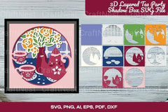 3D Layered Tea Party Shadow Box SVG Bundle - CraftNest - Digital Crafting and Art