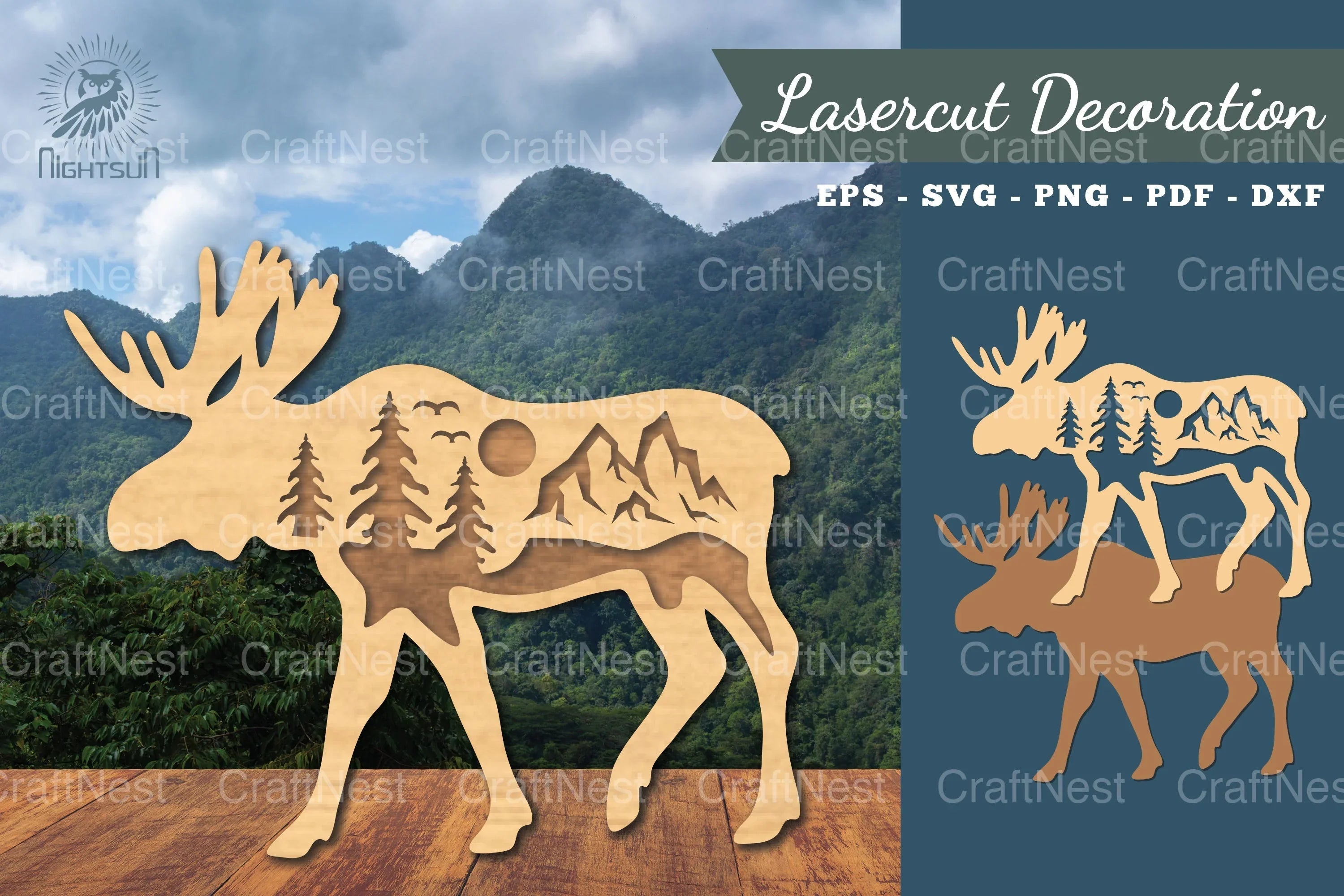 3D Moose Mountain Laser Cut Clipart Bundle - CraftNest - Digital Crafting and Art