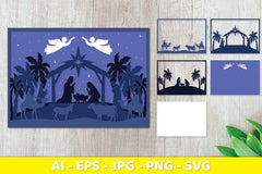 3D Nativity Scene Christmas Layered Papercut SVG Bundle 2 - CraftNest - Digital Crafting and Art