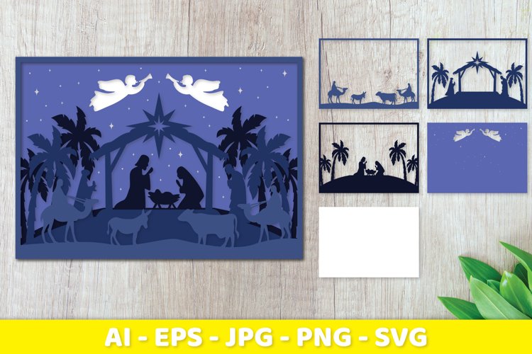 3D Nativity Scene Christmas Layered Papercut SVG Bundle 2 - CraftNest - Digital Crafting and Art