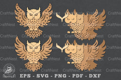 3D Owl Laser Cut Decoration Bundle - CraftNest - Digital Crafting and Art