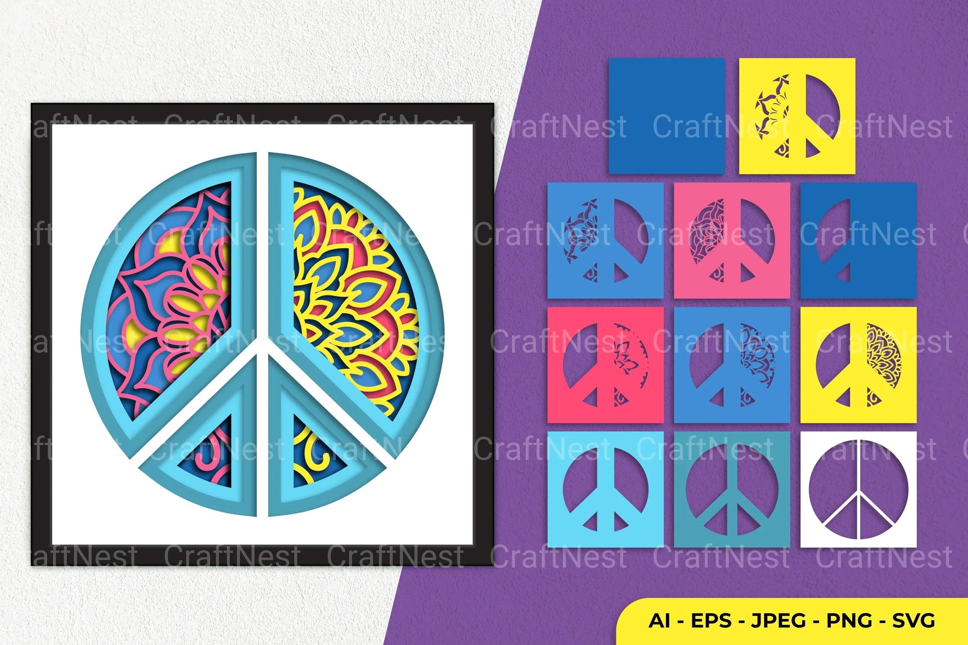 3D Peace Mandala Layered Papercut SVG Bundle Clipart - CraftNest - Digital Crafting and Art