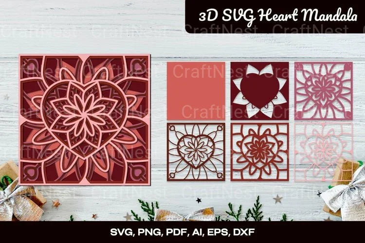3D Heart Mandala Love Shape Clipart Bundle - CraftNest - Digital Crafting and Art