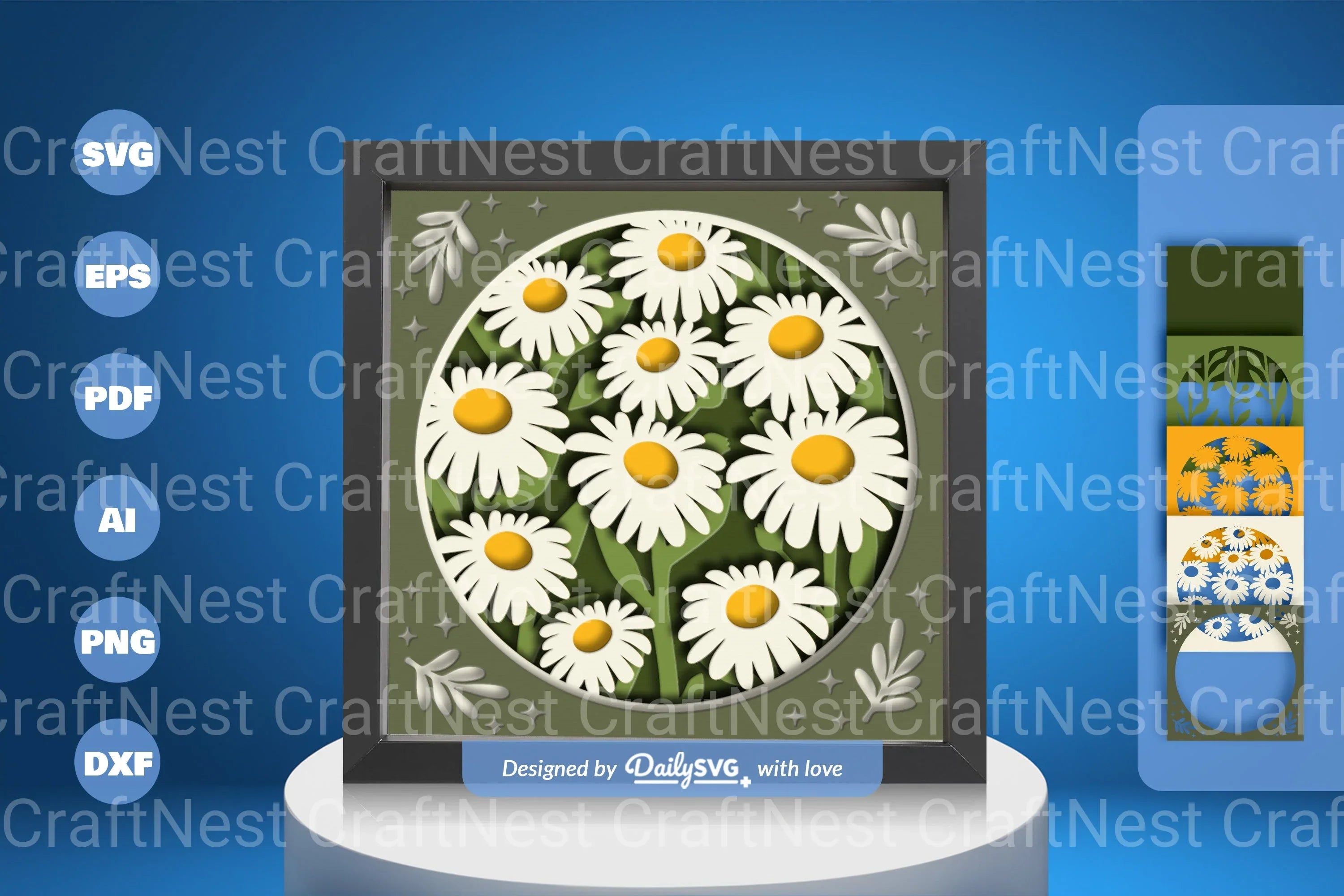 3D Shadow Box Flower Papercut SVG Bundle