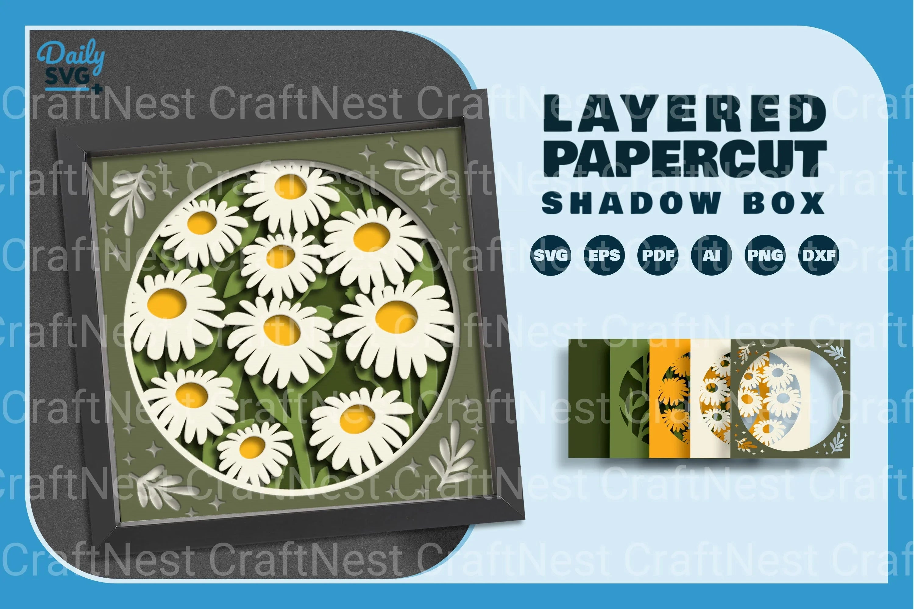 3D Shadow Box Flower Papercut SVG Bundle