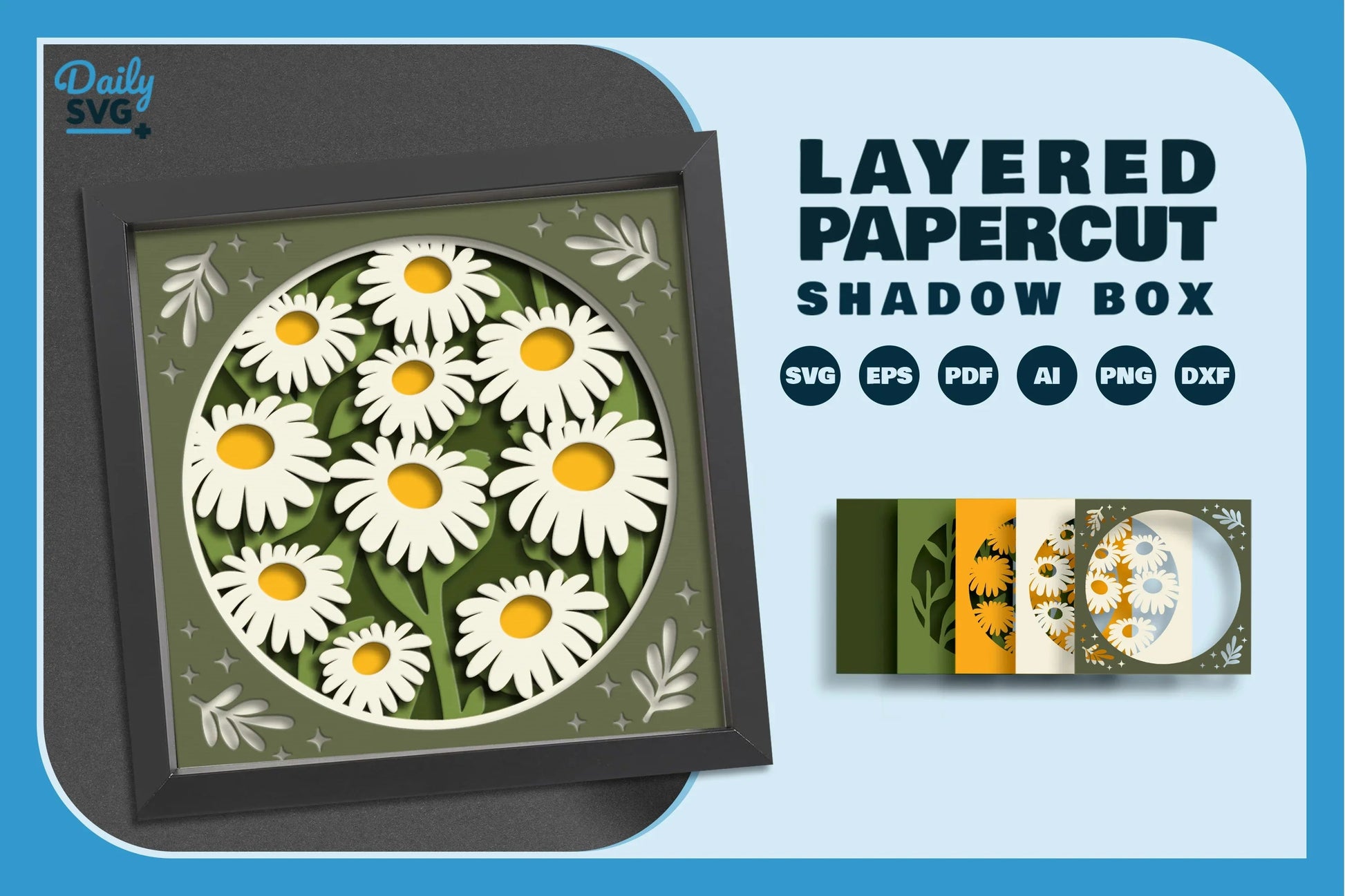 3D Shadow Box Flower Papercut SVG Bundle - CraftNest - Digital Crafting and Art