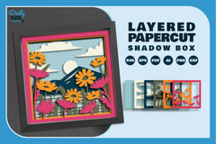 3D Shadow Box Flowers Meadow Papercut SVG Bundle - CraftNest - Digital Crafting and Art