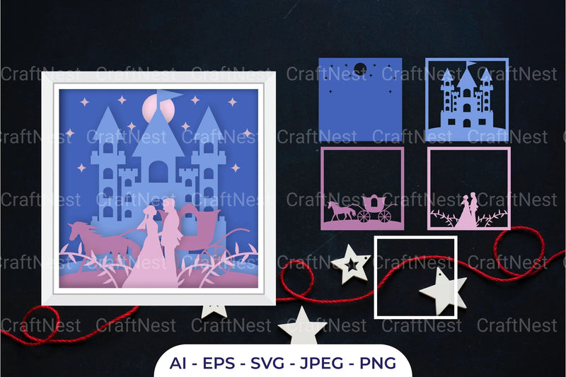 3D Wedding Couple Layered Papercut SVG Bundle - CraftNest - Digital Crafting and Art