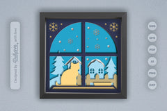 3D Winter Cat on Windows Papercut SVG Bundle - CraftNest - Digital Crafting and Art
