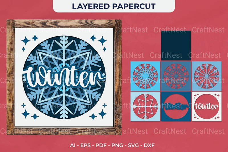 3D Winter Layered Papercut SVG Bundle - CraftNest - Digital Crafting and Art