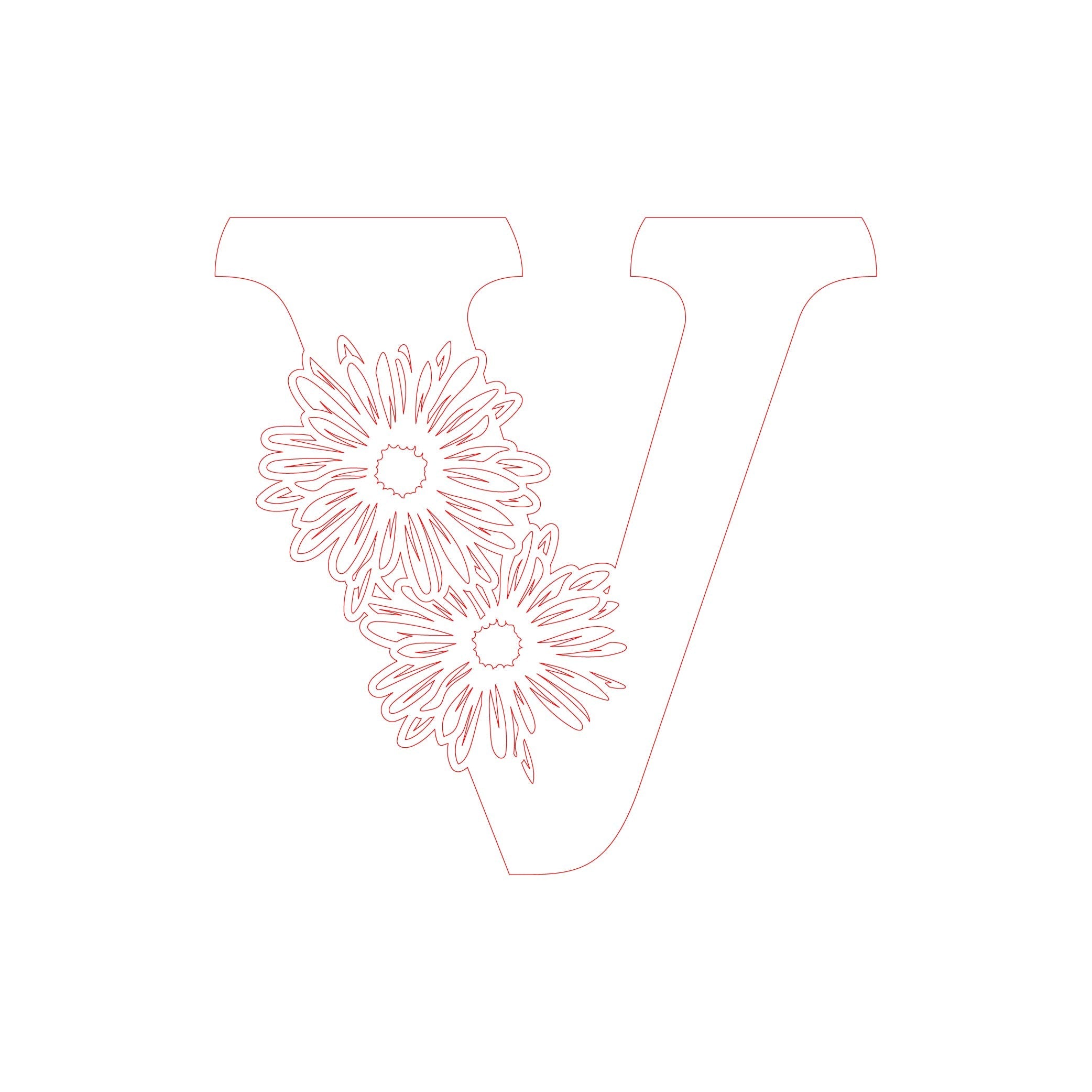 Flower Letters Laser Cut SVG Bundle