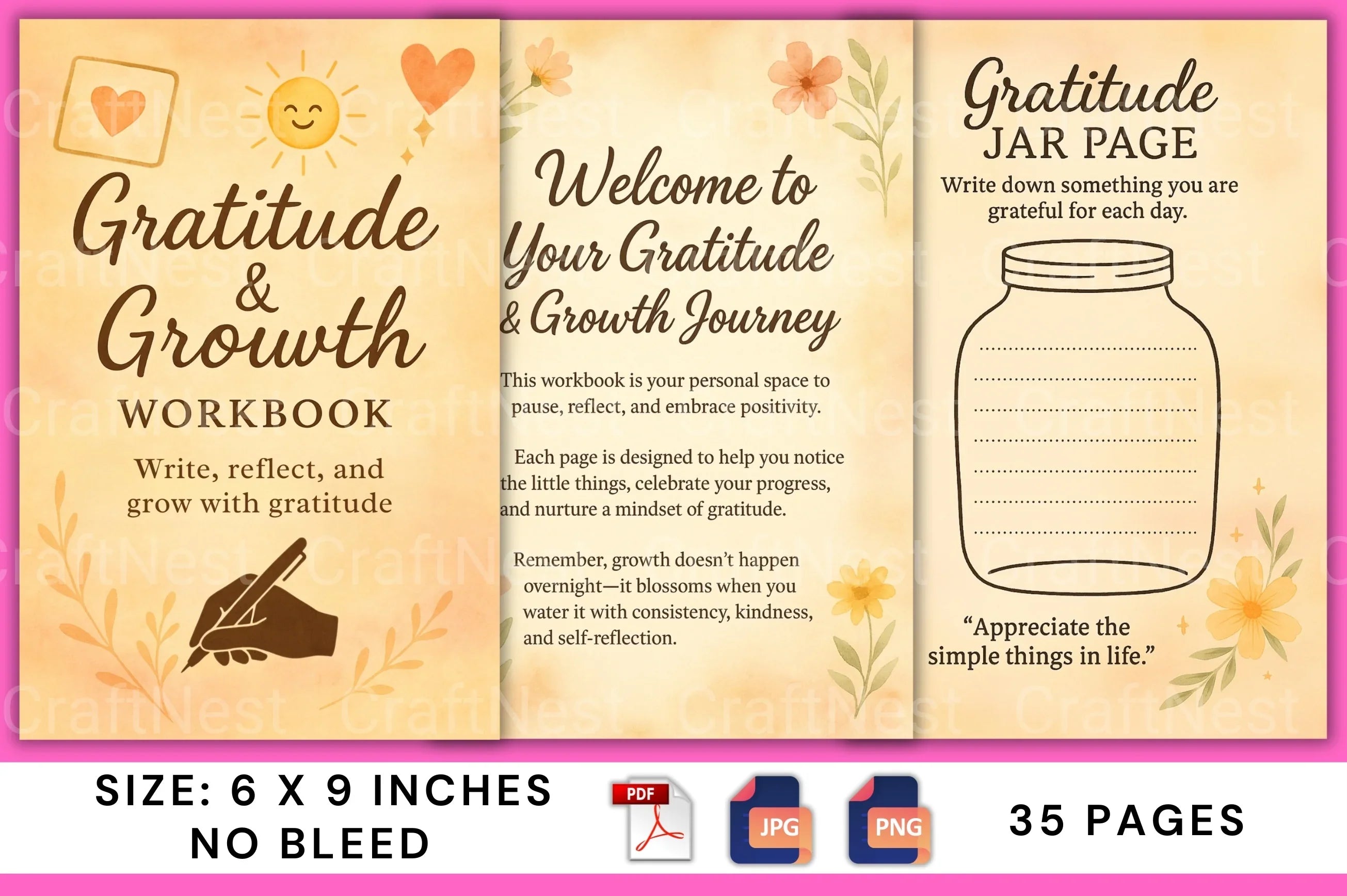 Gratitude Growth Workbook for Personal Development - CraftNest - Digital Crafting and Art