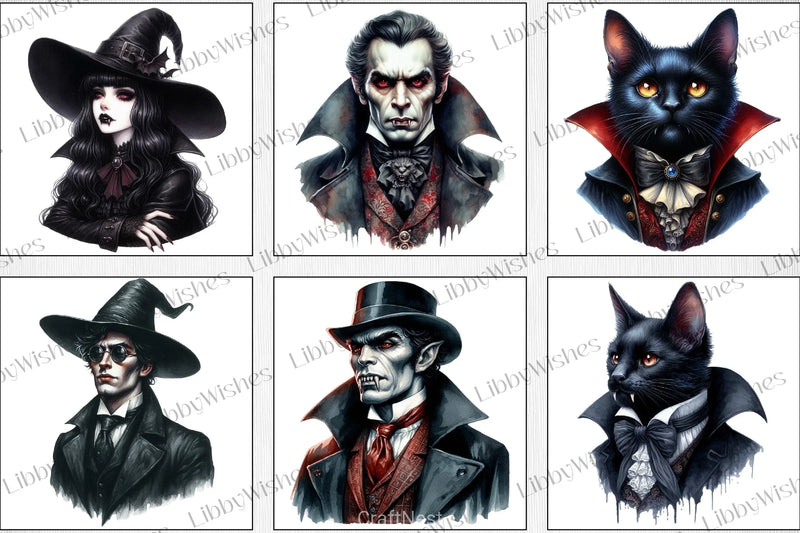 Vintage Vampire Clipart Bundle - CraftNest - Digital Crafting and Art