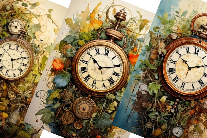 Botanical Timekeepers Junk Journal Papers - CraftNest - Digital Crafting and Art