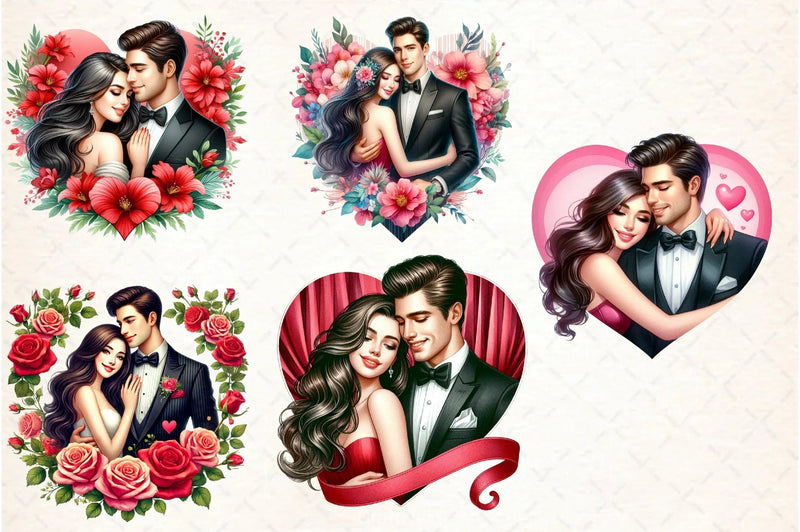 Romantic Couple Valentine Clipart Bundle - CraftNest - Digital Crafting and Art