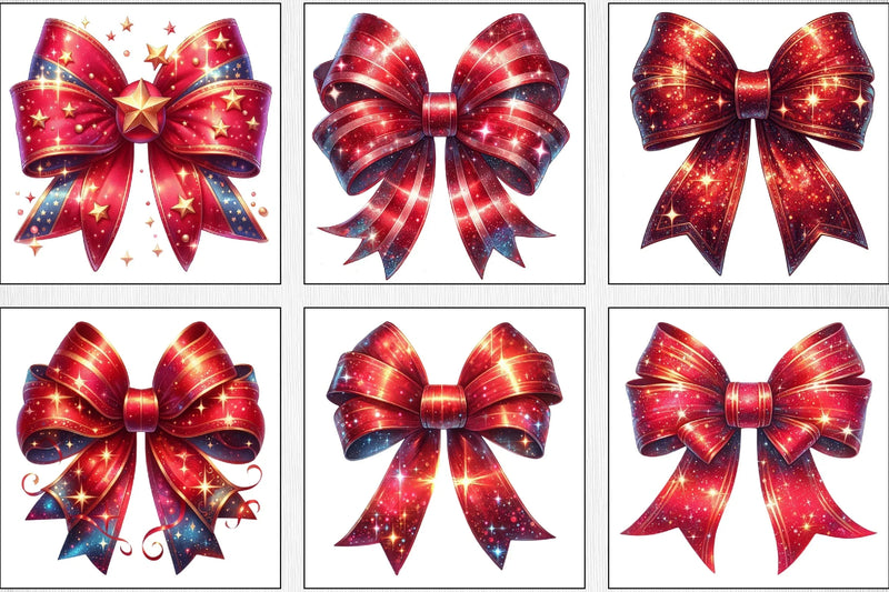 Christmas Red Coquette Bow Clipart Bundle - CraftNest - Digital Crafting and Art