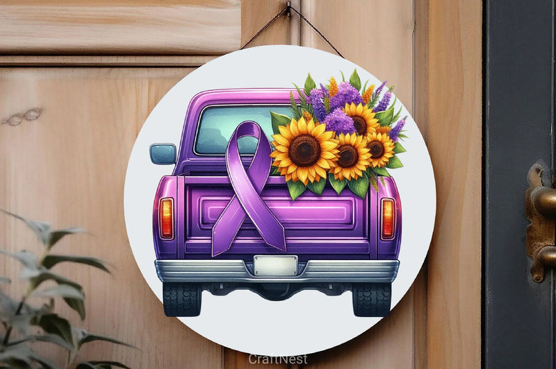 Purple Ribbon Cancer Truck Clipart Bundle 3 - CraftNest - Digital Crafting and Art