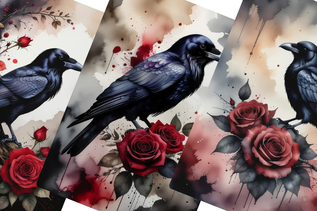 Ravens & Roses Junk Journal Papers - CraftNest - Digital Crafting and Art