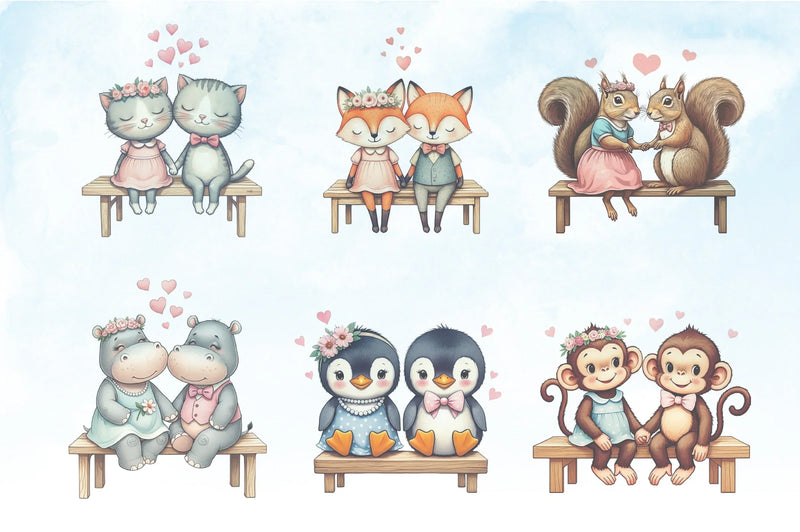 Valentine Animals Couple Clipart Bundle - CraftNest - Digital Crafting and Art