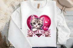Love You Cat Valentine's Day Clipart Bundle 1 - CraftNest - Digital Crafting and Art