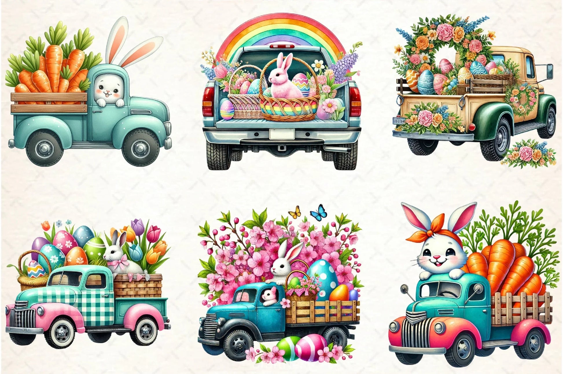 Easter Bunny Truck Clipart Bundle 3 - CraftNest - Digital Crafting and Art