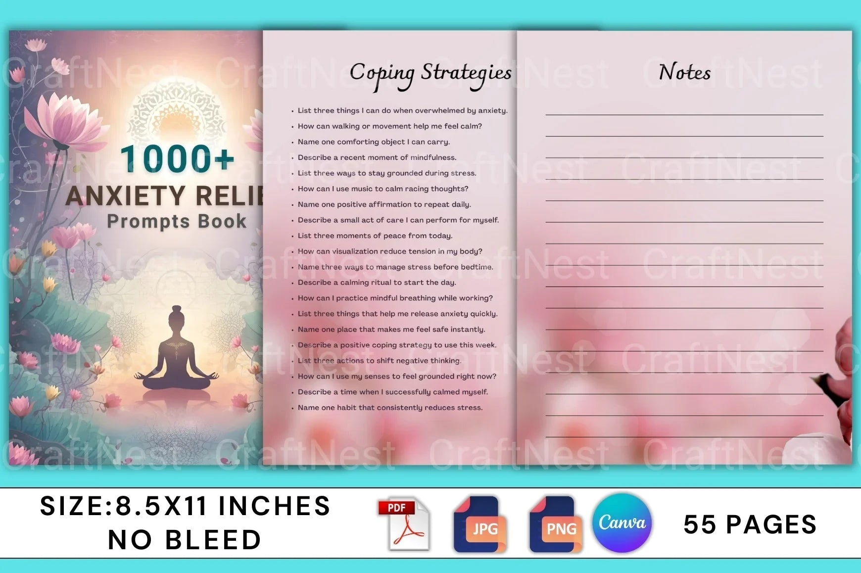 Anxiety Relief Prompts Book for Stress Reduction - CraftNest - Digital Crafting and Art