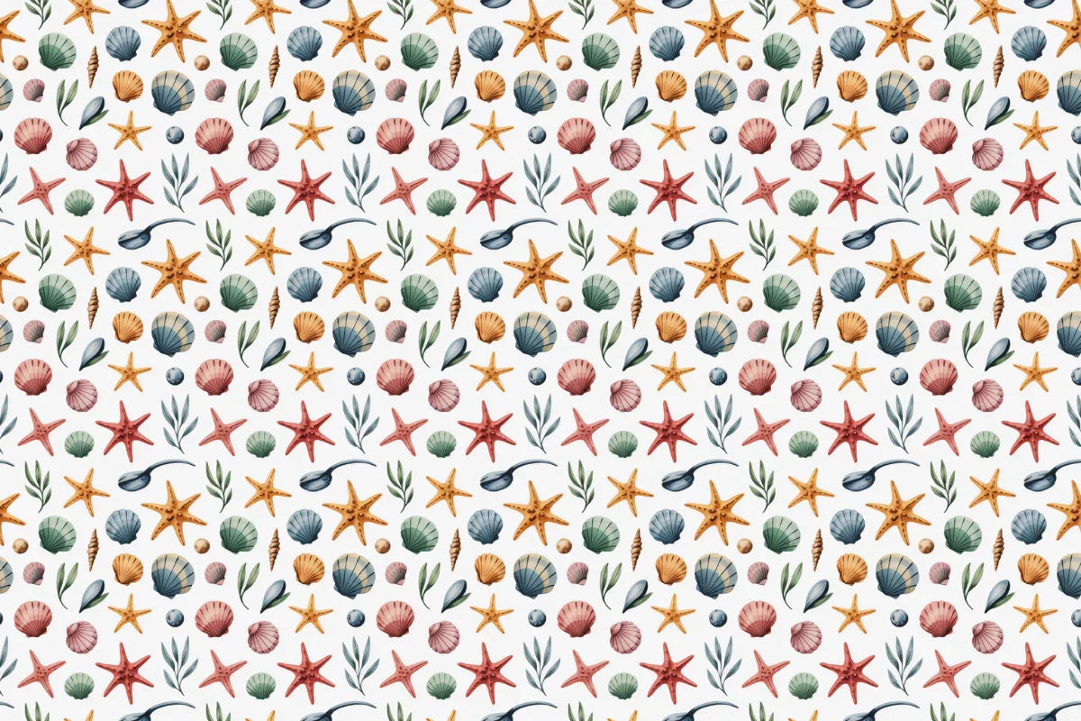 Seashells & Starfish Seamless Papers - CraftNest - Digital Crafting and Art