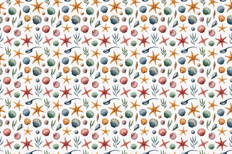 Seashells & Starfish Seamless Papers - CraftNest - Digital Crafting and Art