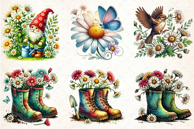 Spring Daisy Farm Clipart Bundle  5 - CraftNest - Digital Crafting and Art