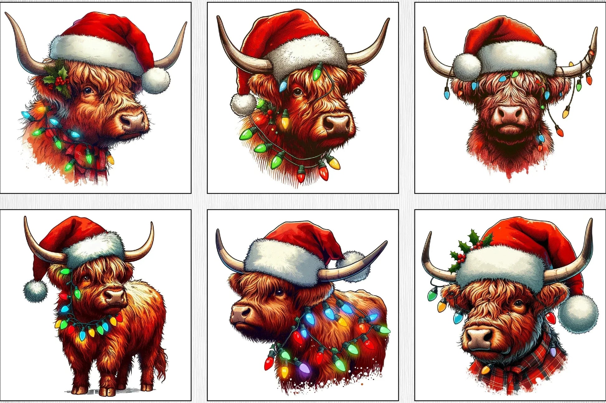 Christmas Highland Cow Clipart Bundle - CraftNest - Digital Crafting and Art